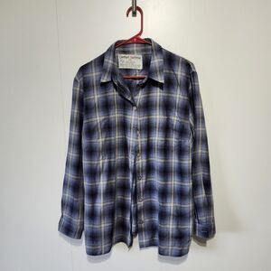 Comfort Outfitters Men's 2XL Blue Plaid Button-Up Shirt 100% Cotton Casual Work